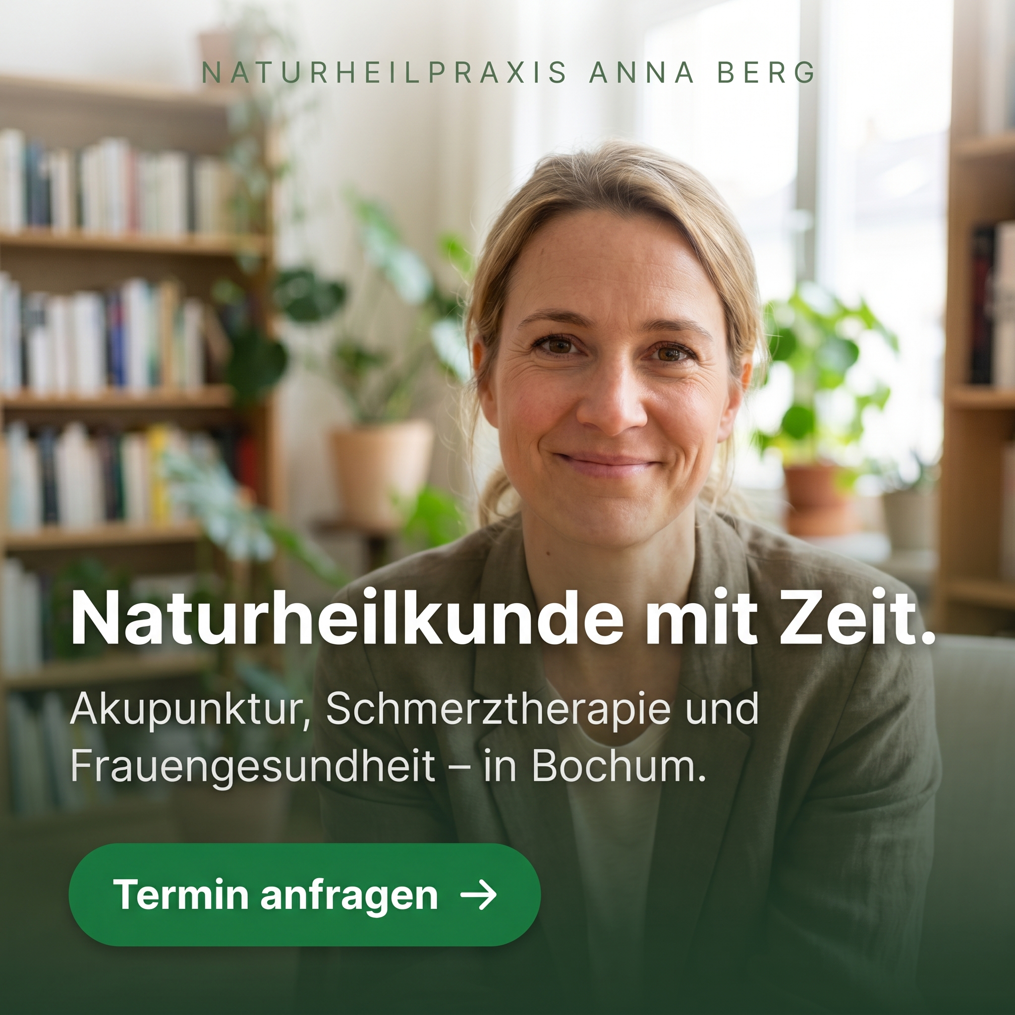 Werbeanzeige Naturheilpraxis Anna Berg — Naturheilkunde mit Zeit