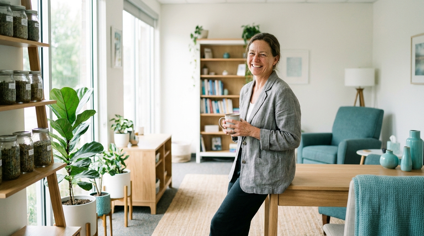 Anna Berg in ihrer Naturheilpraxis